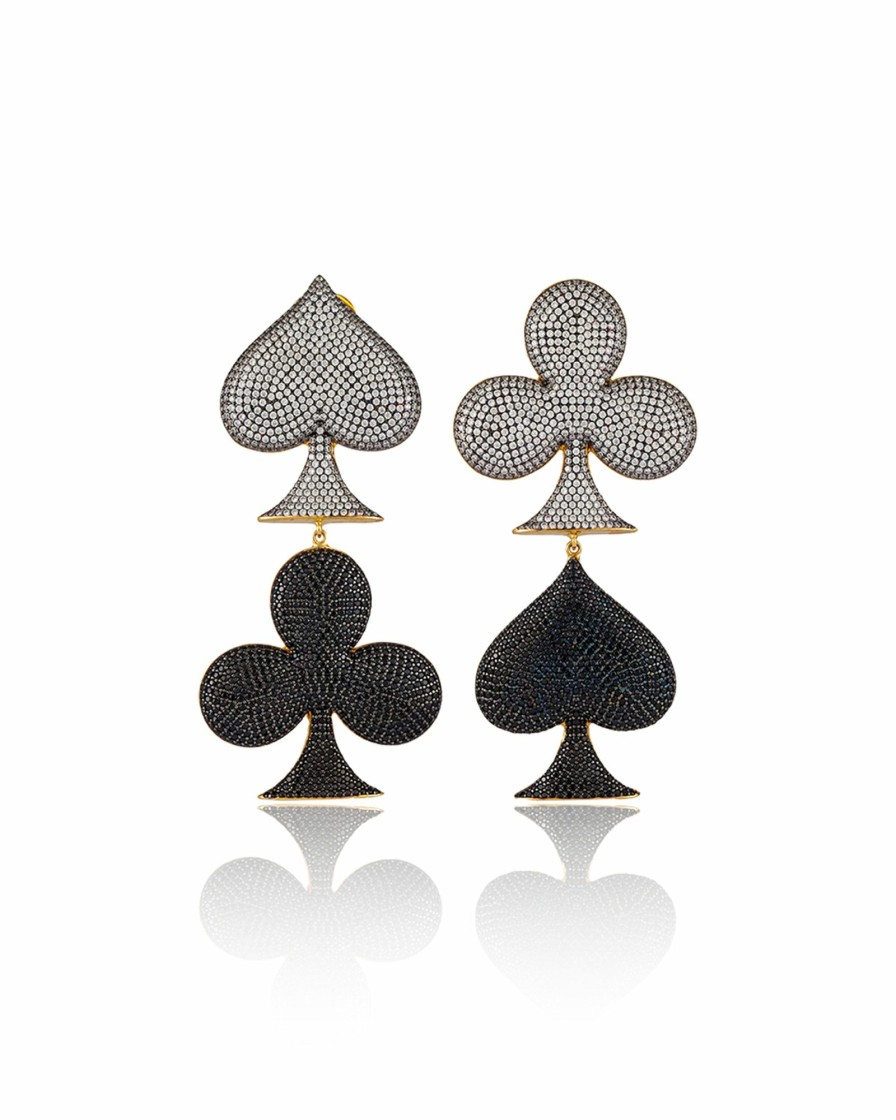 Women'S Jewellery BEGUM KHAN  | Life Is A Game Earrings Crystal & Black