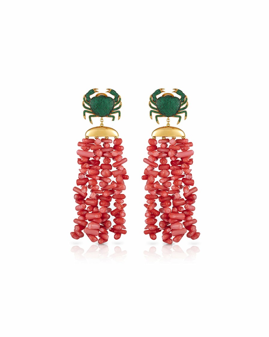 Women'S Jewellery BEGUM KHAN  | Royal Crab Amalfi Earrings Green