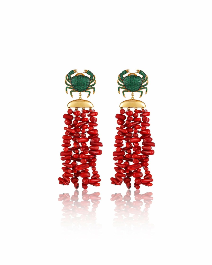 Women'S Jewellery BEGUM KHAN  | Royal Crab Corsica Earrings Green