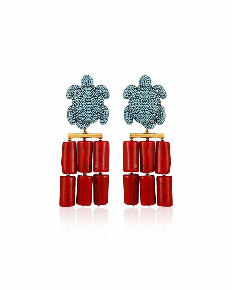 Women'S Jewellery BEGUM KHAN  | Caretta Coral Earrings Turquoise